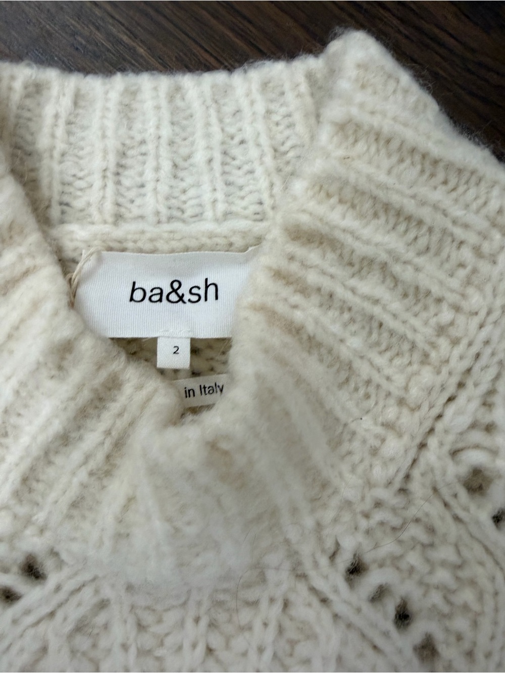 ba&sh Cream Openwork Ribbed Mock-Neck Sweater - Picture 2 of 3